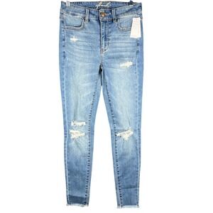 Luck Original Jeans Skinny Women Size 4 Indigo Distressed Ripped Frayed Hem